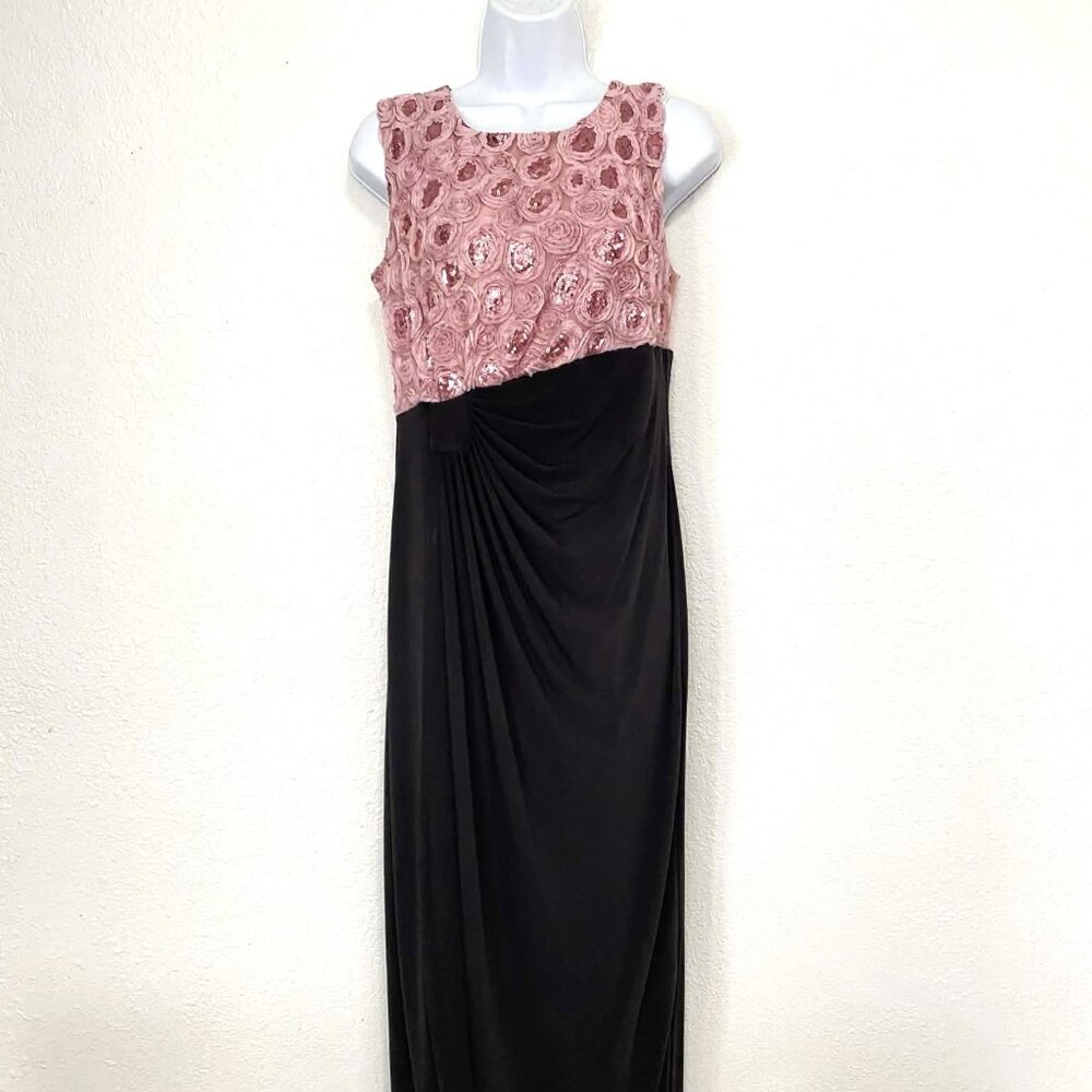 ENFOCUS Studio Women's Sleeveless Lace Sequin Long Dress Black/Pink Size 8